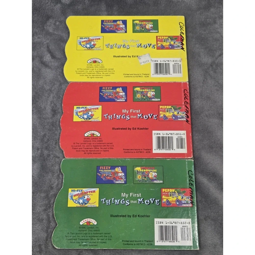 3-Lot VTG My First Things That Move Childrens Brd Books Landoll 1996 Andy Rector